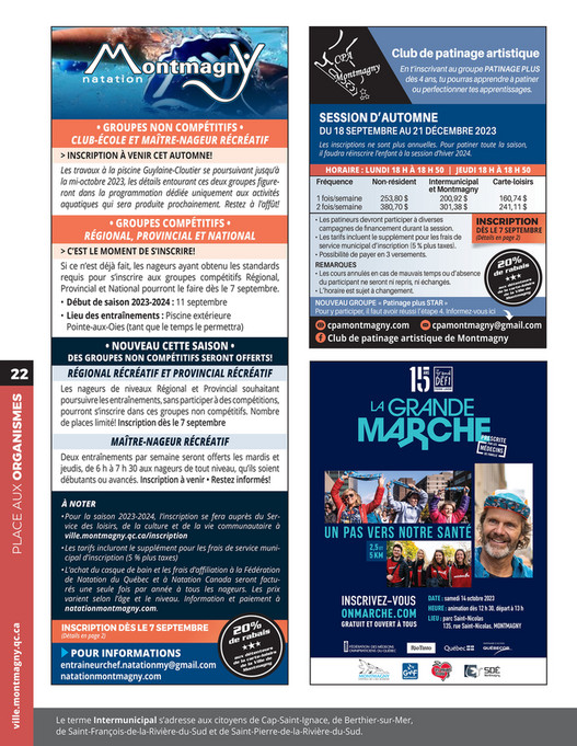 Communications Montmagny Info Loisirs Automne Page