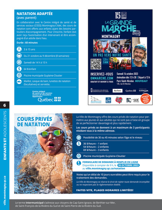 Communications Montmagny Info Loisirs Suppl Ment Aquatique Automne