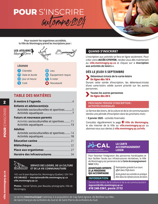 Communications Montmagny Info Loisirs Automne Page