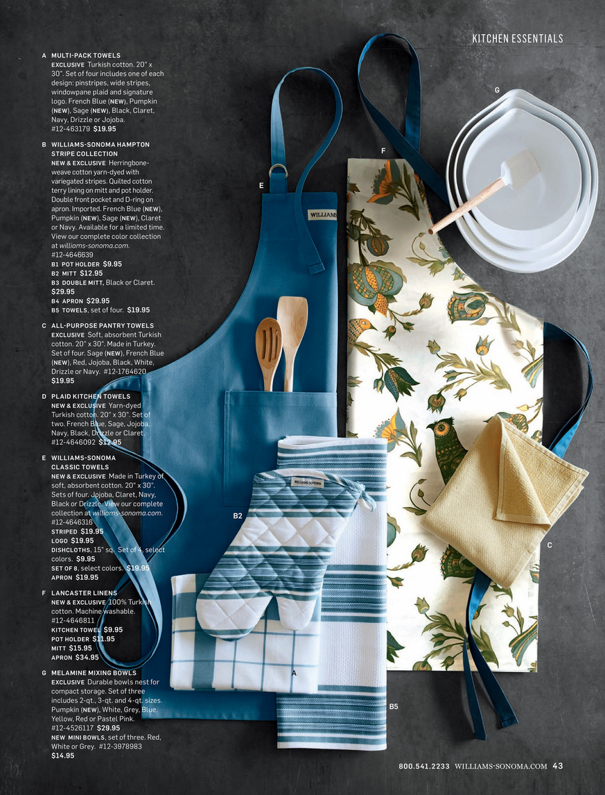 Williams-Sonoma - September 2016 Catalog - Williams Sonoma Multi-Pack Towels,  French Blue