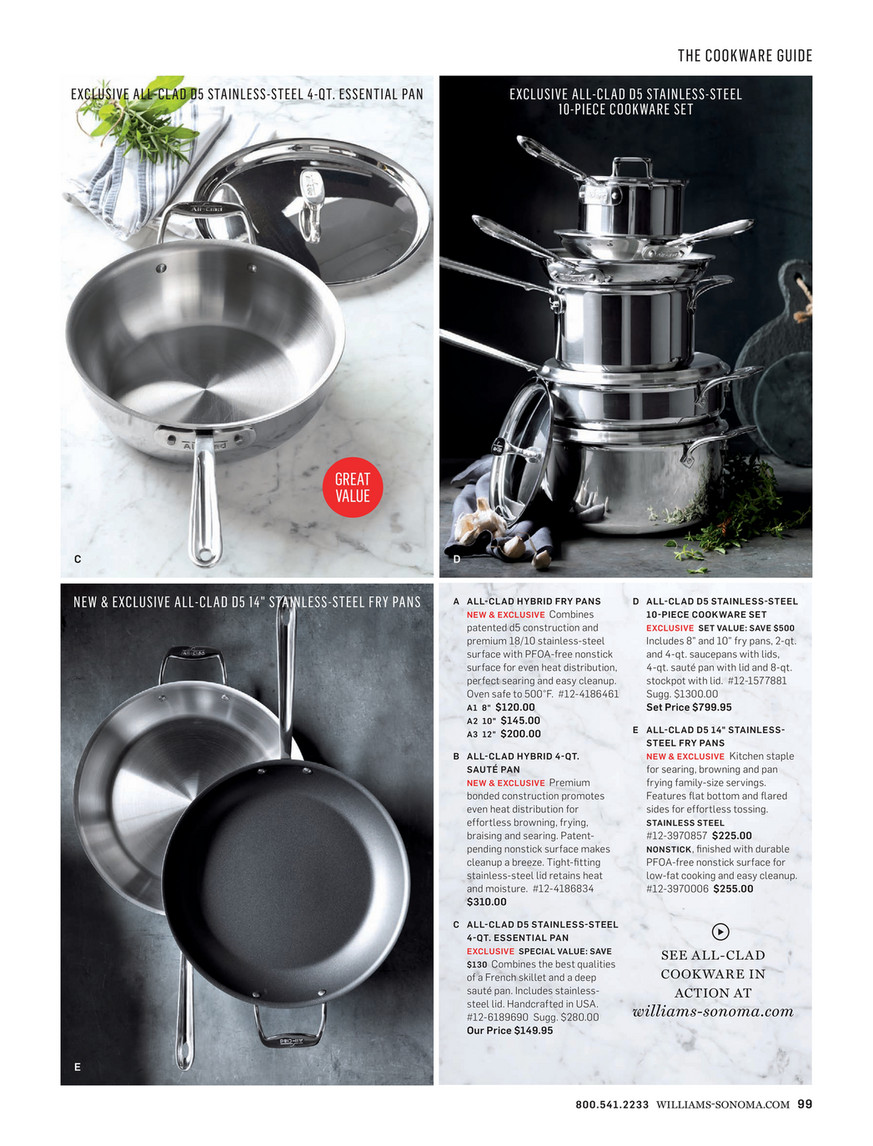 Williams-Sonoma - September 2016 Catalog - All-Clad d5 Stainless-Steel 10-Piece  Cookware Set