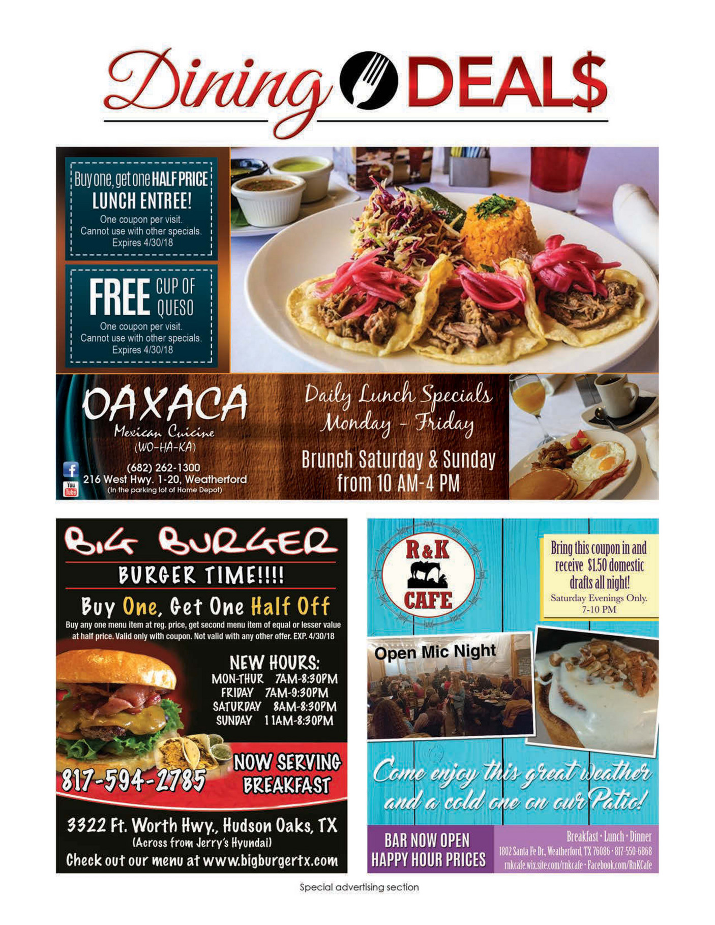 Now Magazines Weatherford Dining Deals April Page Page