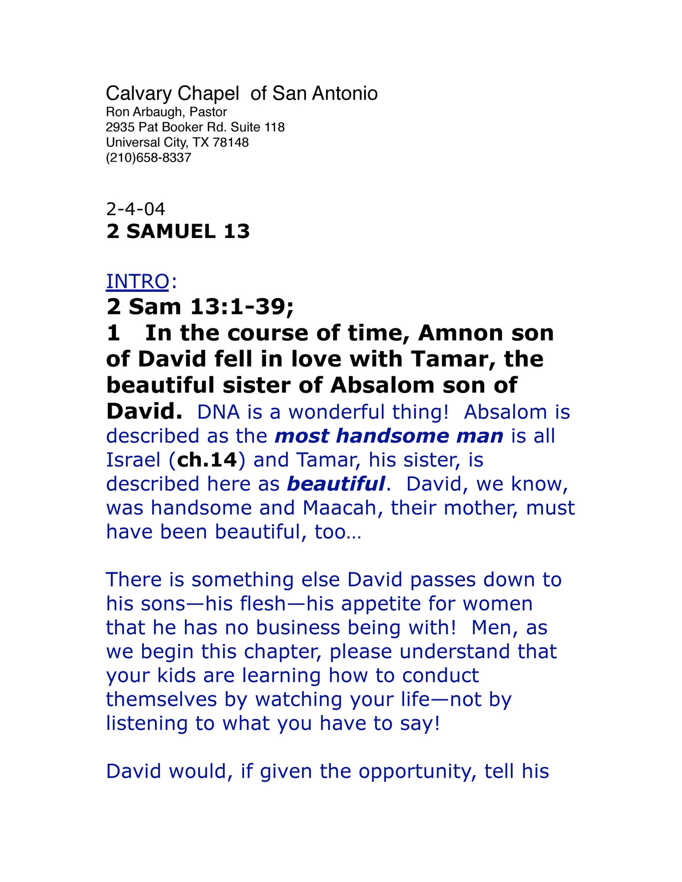 Calvary Chapel Of San Antonio 2sam13 Page 1 Created With Publitas