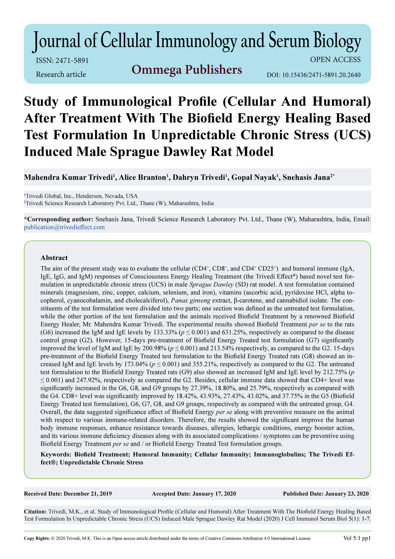 Study Of Immunological Profile Cellular And Humoral After Treatment