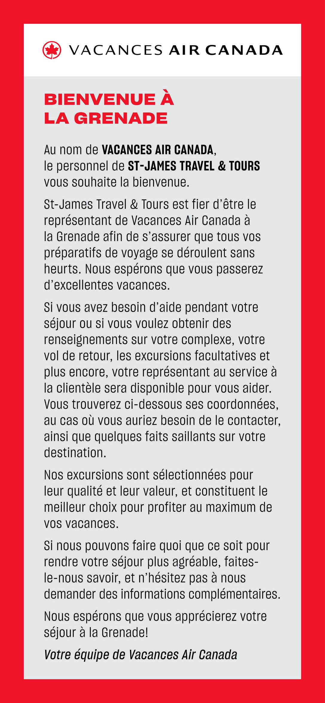 Air Canada Vacations Grenade Guide De Bienvenue Page 1 Created