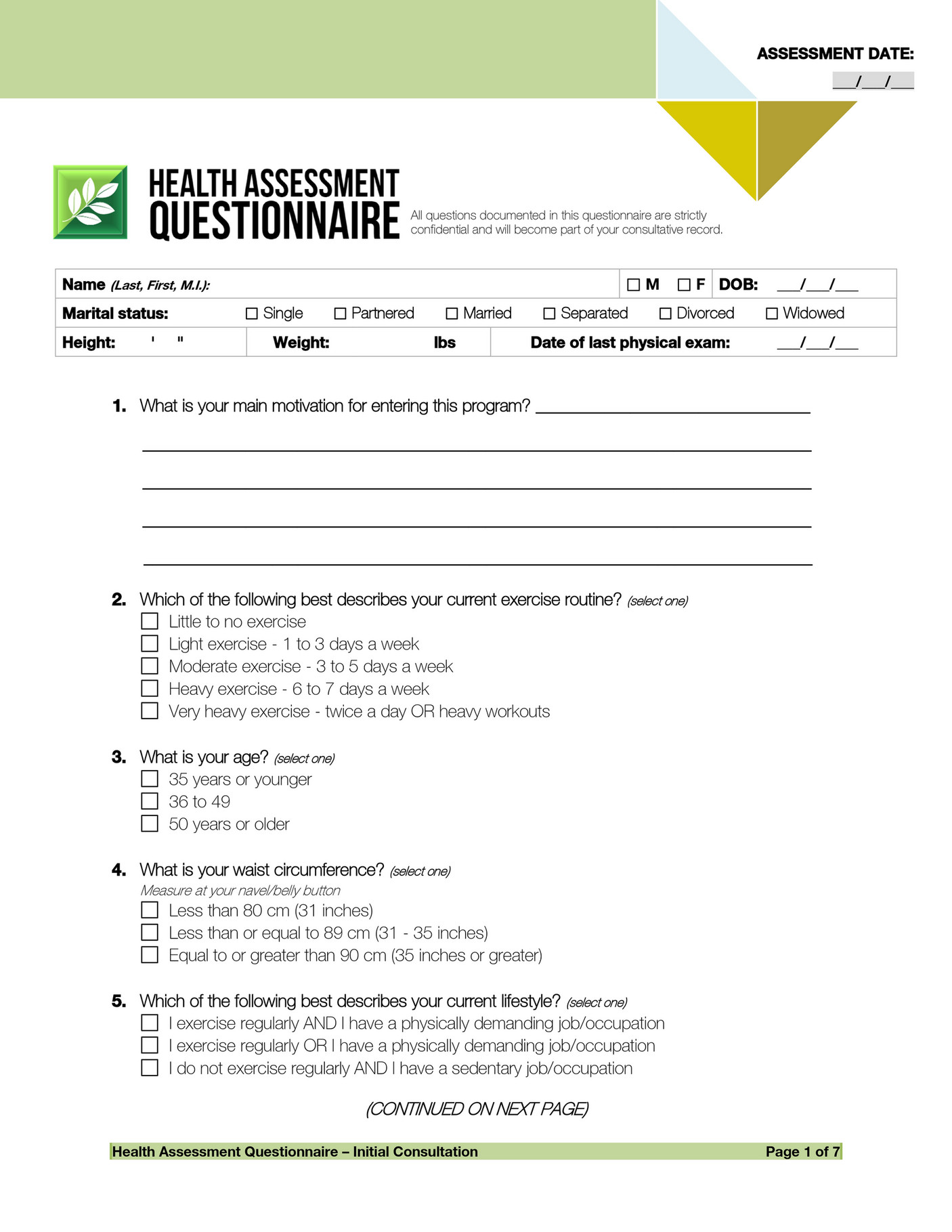 Trinh International Health Assessment Form Page Created With Publitas