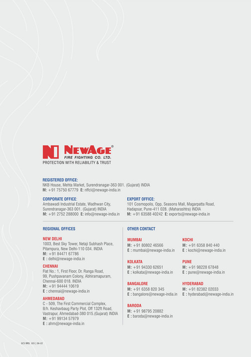 Newage Fire Fighting Co Ltd Newage Product Brochure Edition