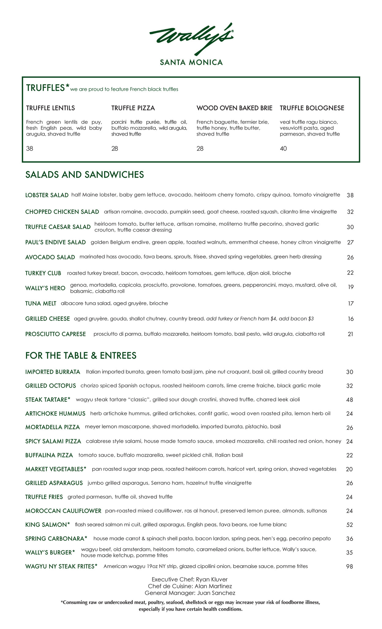 Wally S Wine And Spirits Wally S Santa Monica Lunch Menu Page 1