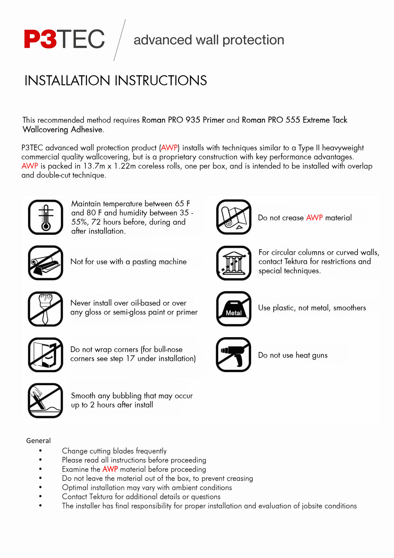 Tektura Tektura P3TEC Advanced Wall Protection Installation