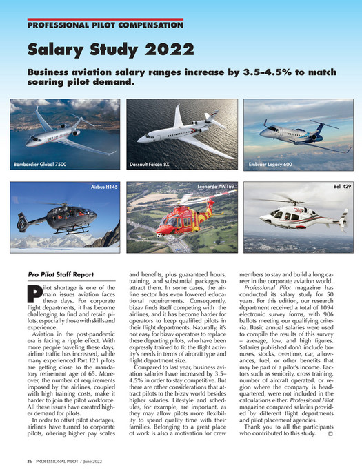 Professional Pilot Magazine June 2022 Page 38 39