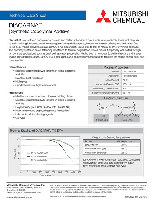 Mitsubishi Chemical America Tds Diacarna Page