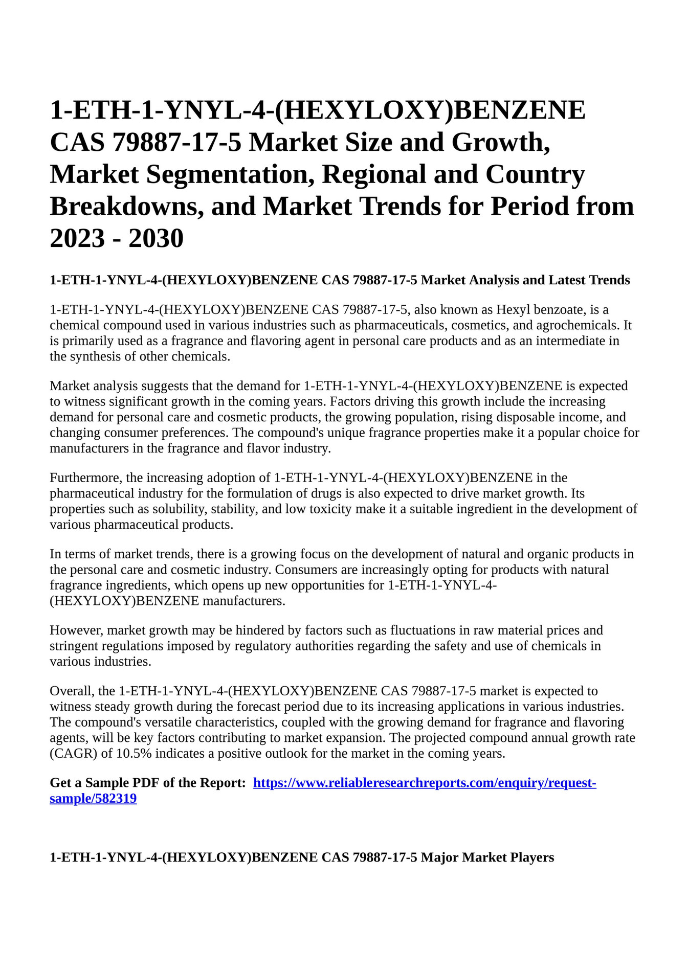 Reportprime Eth Ynyl Hexyloxy Benzene Cas Market