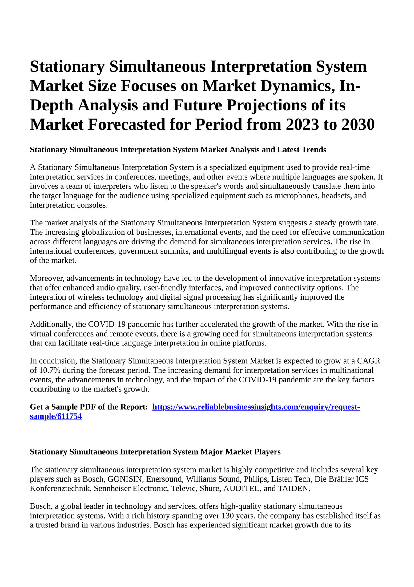 Reportprime Stationary Simultaneous Interpretation System Market Size