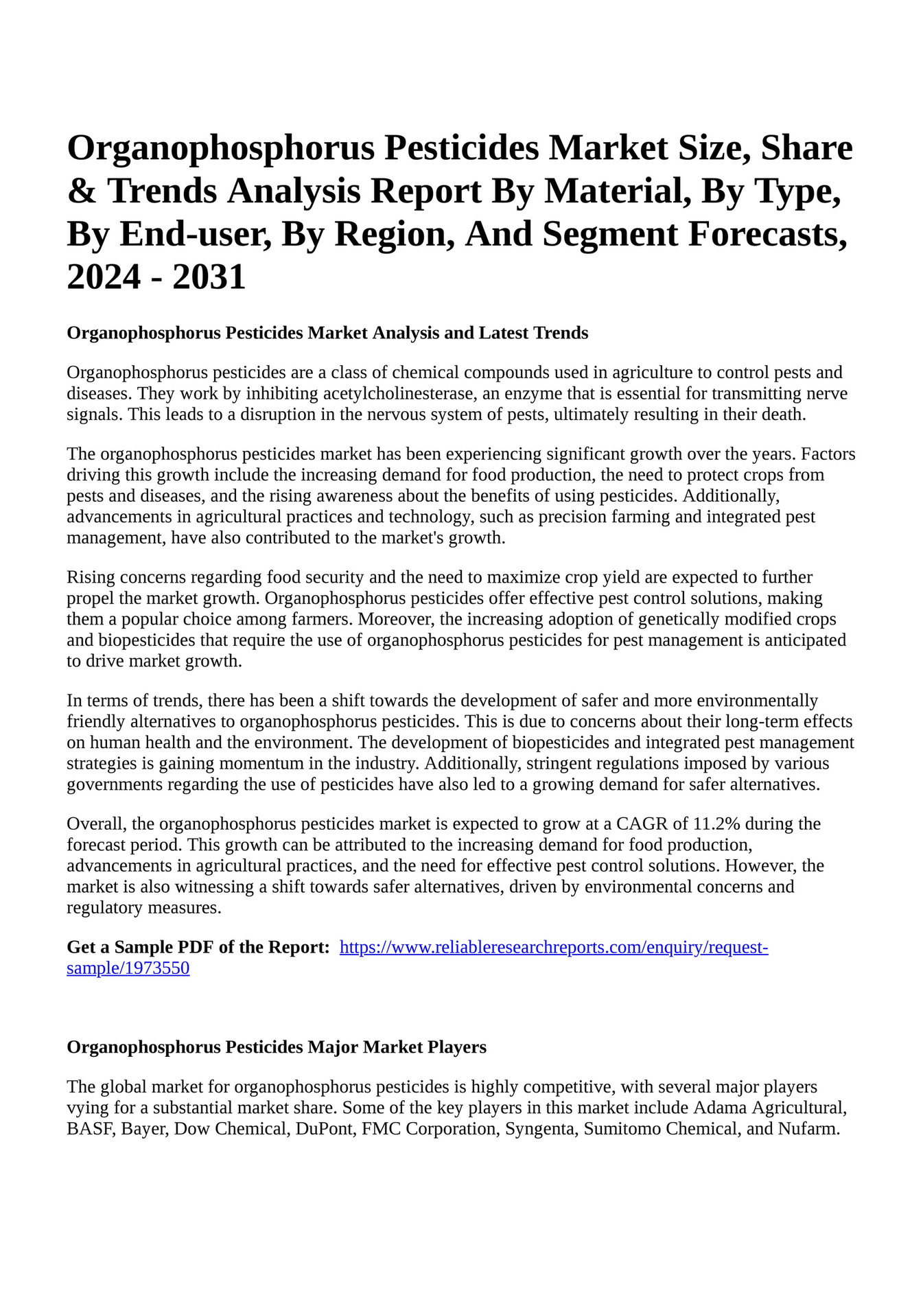 Reportprime Organophosphorus Pesticides Market Size Share Trends