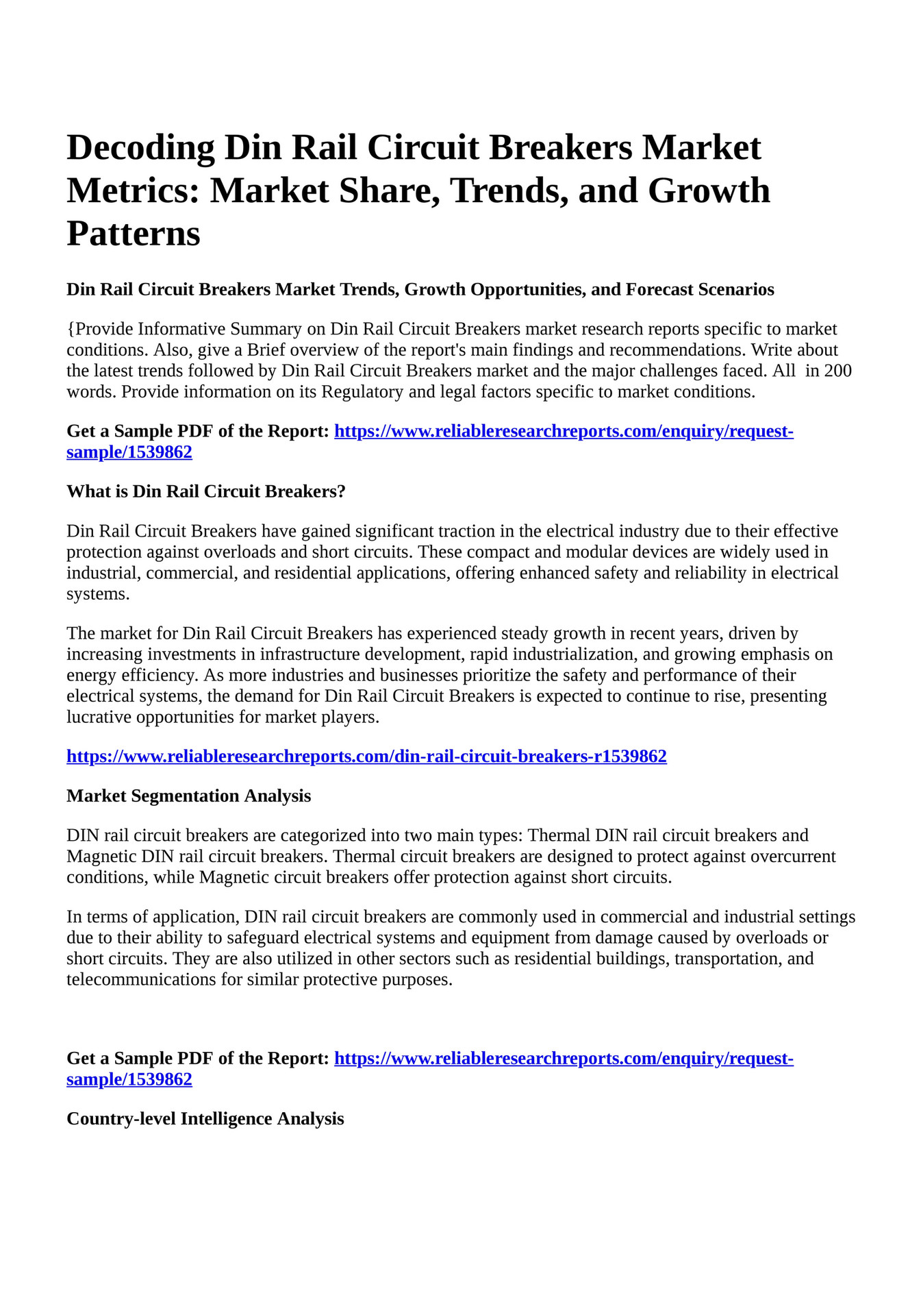 Reportprime Decoding Din Rail Circuit Breakers Market Metrics Market