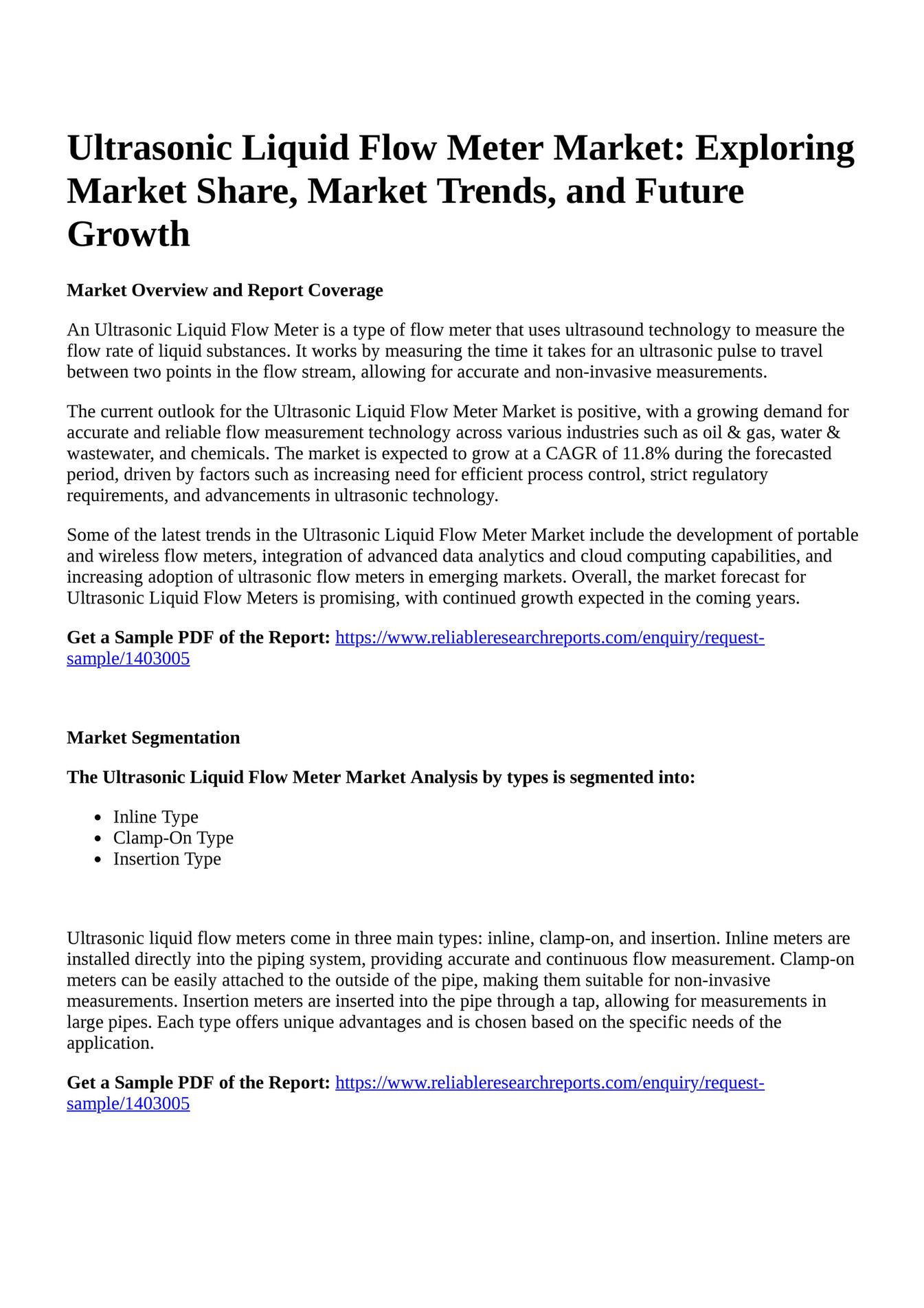 Reportprime Ultrasonic Liquid Flow Meter Market Exploring Market