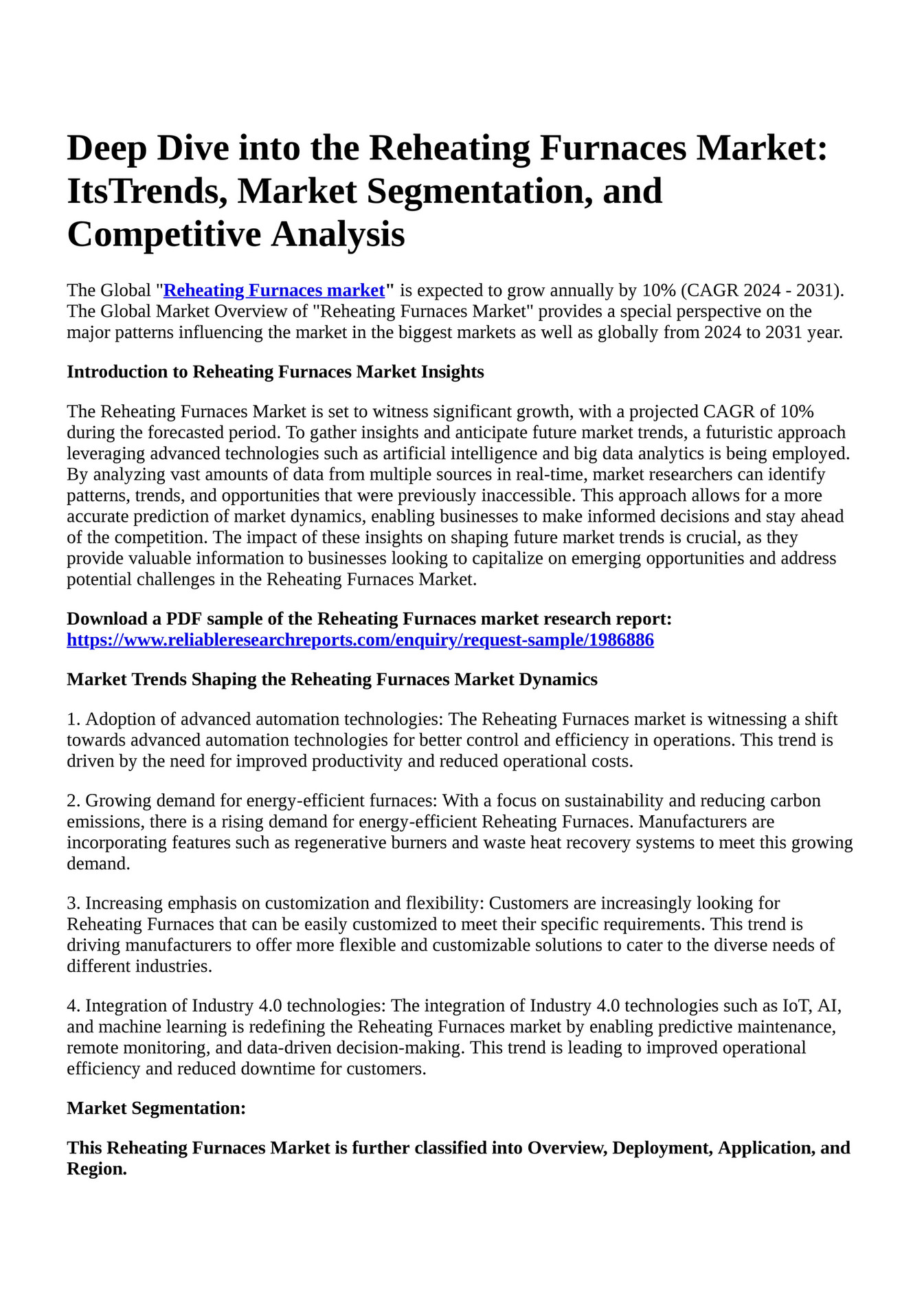 Reportprime Deep Dive Into The Reheating Furnaces Market ItsTrends