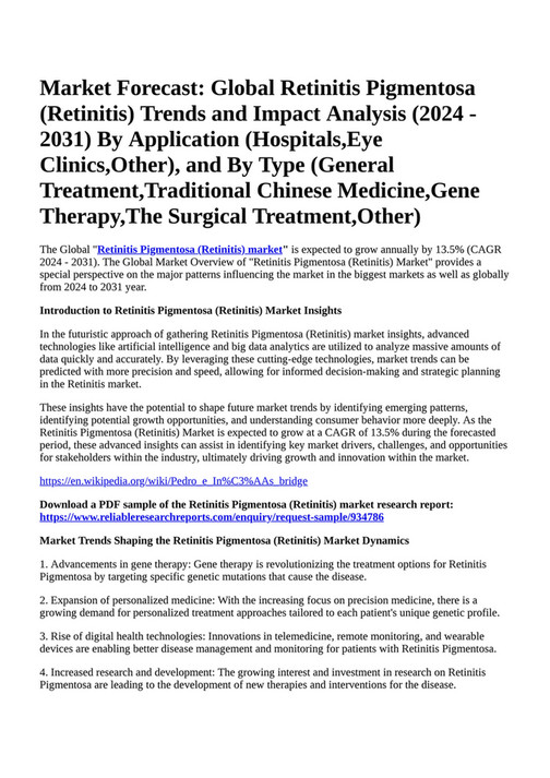 Reportprime Market Forecast Global Retinitis Pigmentosa Retinitis