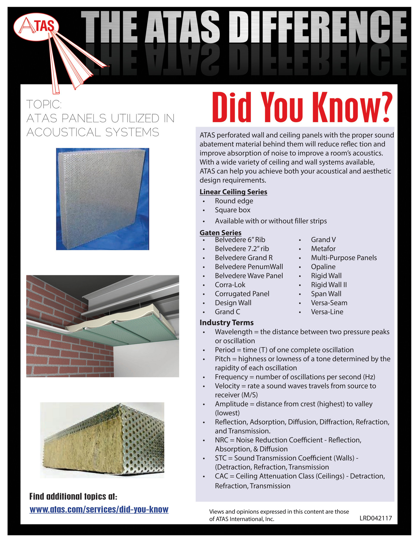 Atas International Inc Acoustical Ceiling Systems Page 1