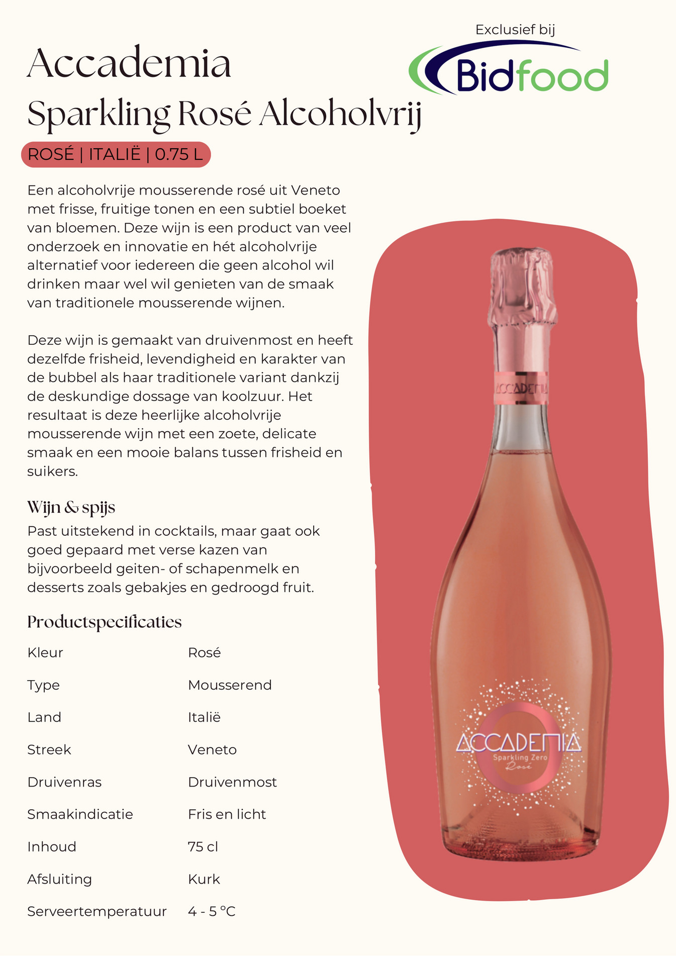 Bidfood - Accademia Sparkling Rose Alcoholvrij - Bidfood - Pagina 1