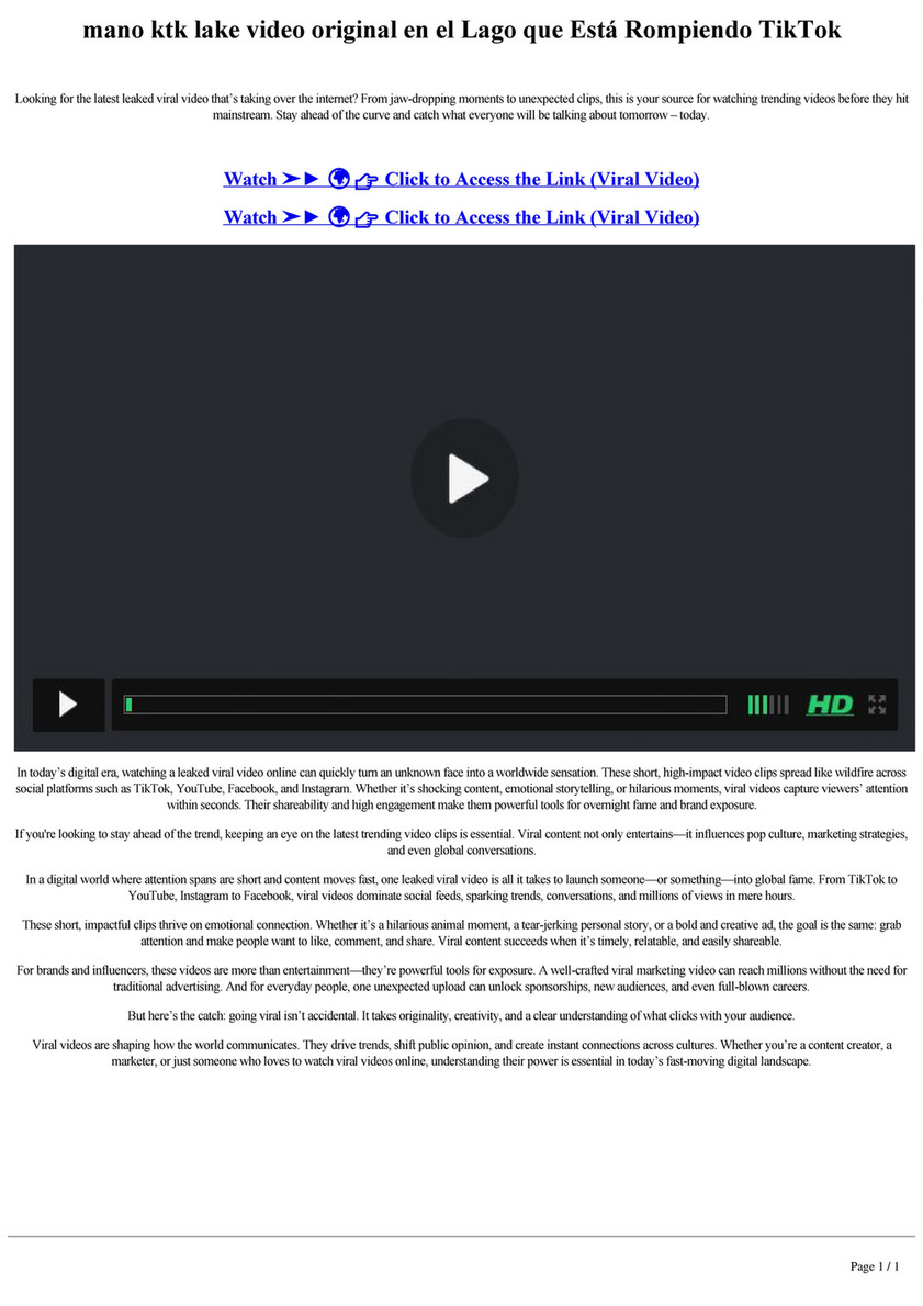 My publications - mano ktk lake video original en el Lago que Está  Rompiendo TikTok - Page 1
