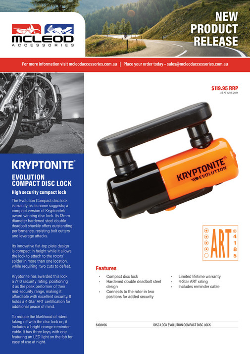 McLeod Accessories - Kryptonite - 2024 - Evolution Compact Disk Lock ...