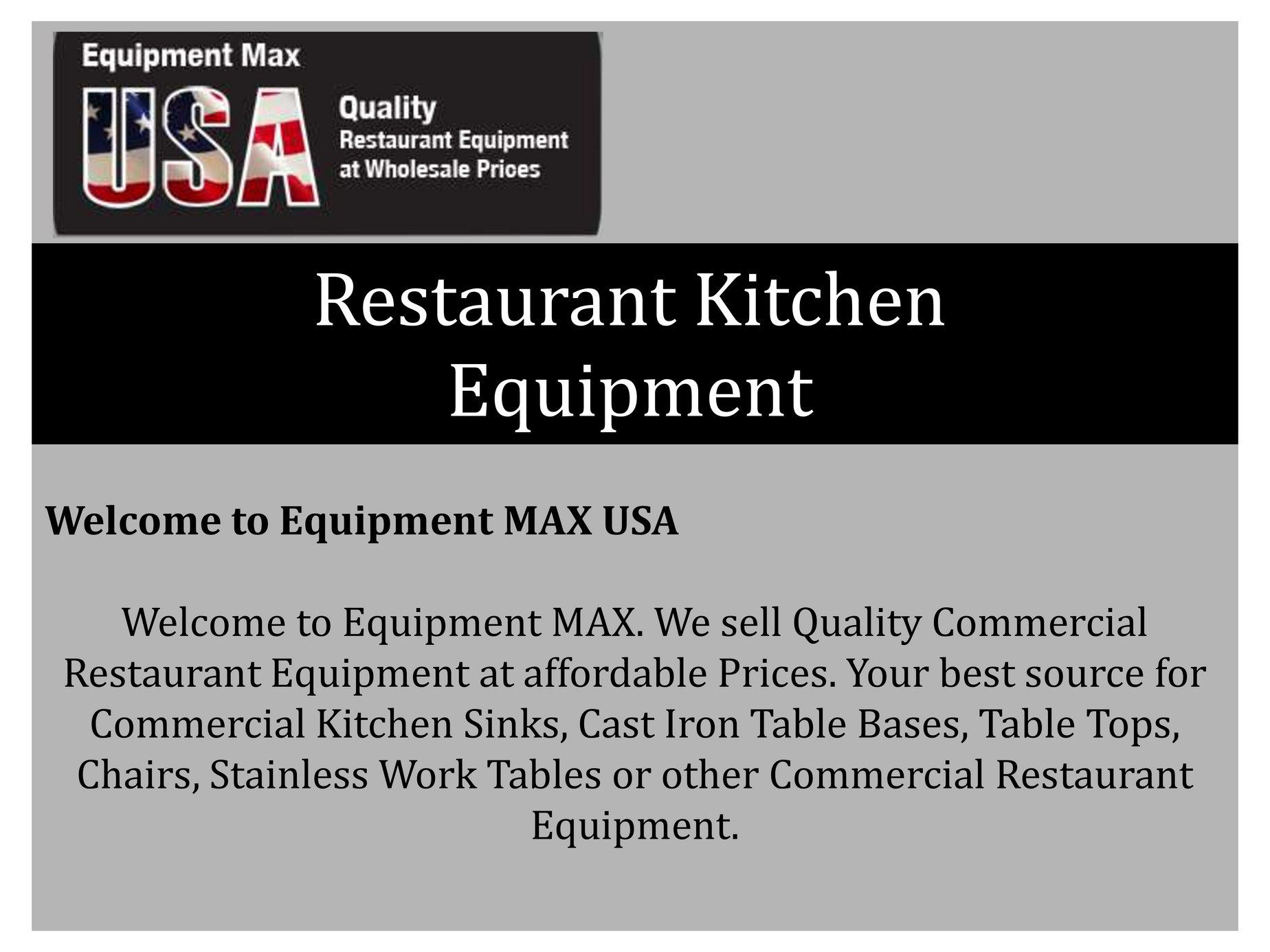 equipmentmaxusa - Restaurant Kitchen Equipment - Page 1 - Created