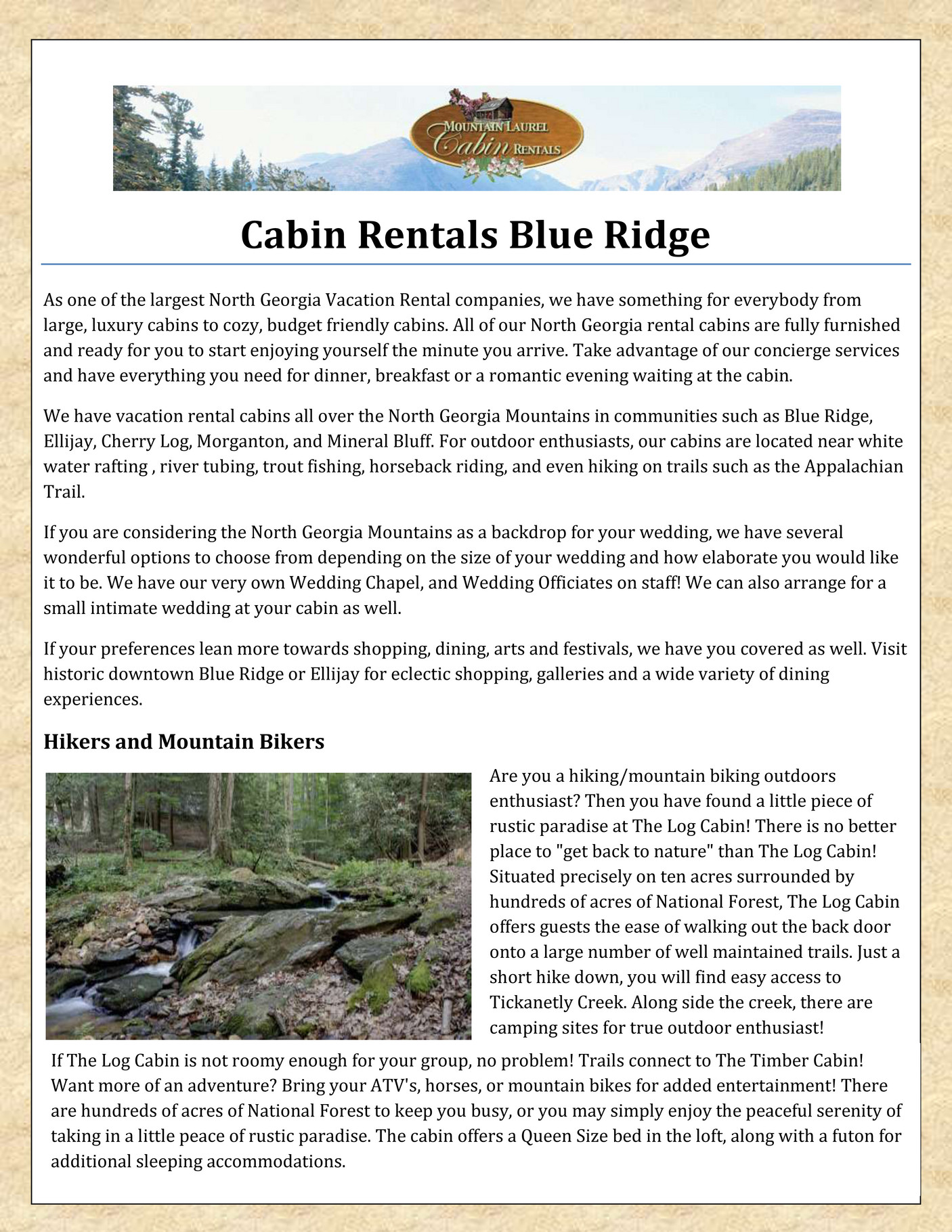 Mountainlaurelcabinrentals Cabin Rentals Blue Ridge Page 1