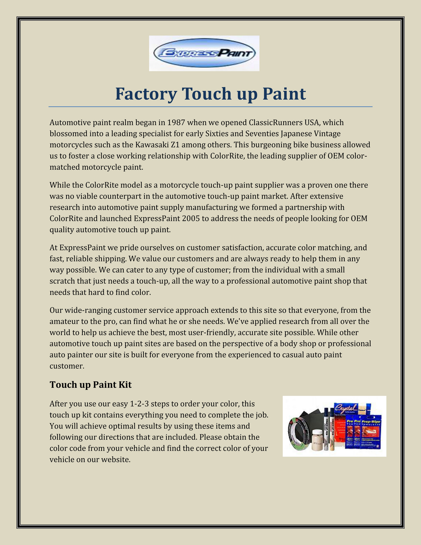 expresspaint Factory Touch Up Paint Page 1 Created with