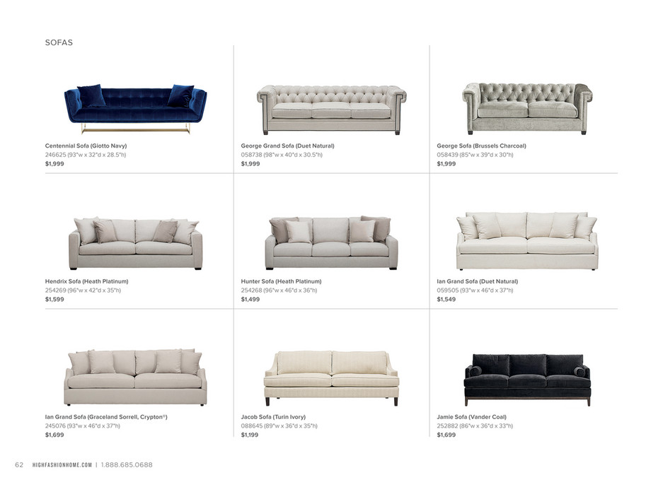 High Fashion Home Catalog Fall 2017 Ian Sofa Graceland
