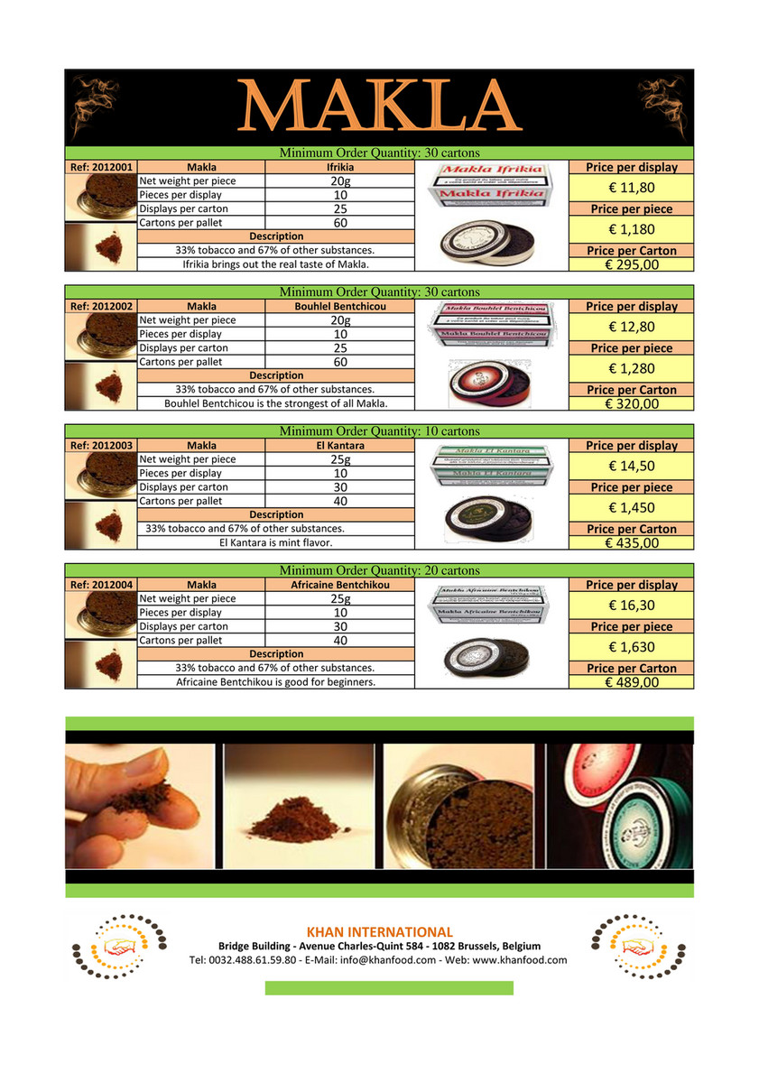 real tobacco belgium price list Khan International - Khan International - Tobacco & Smoking Accessories -  Page 1