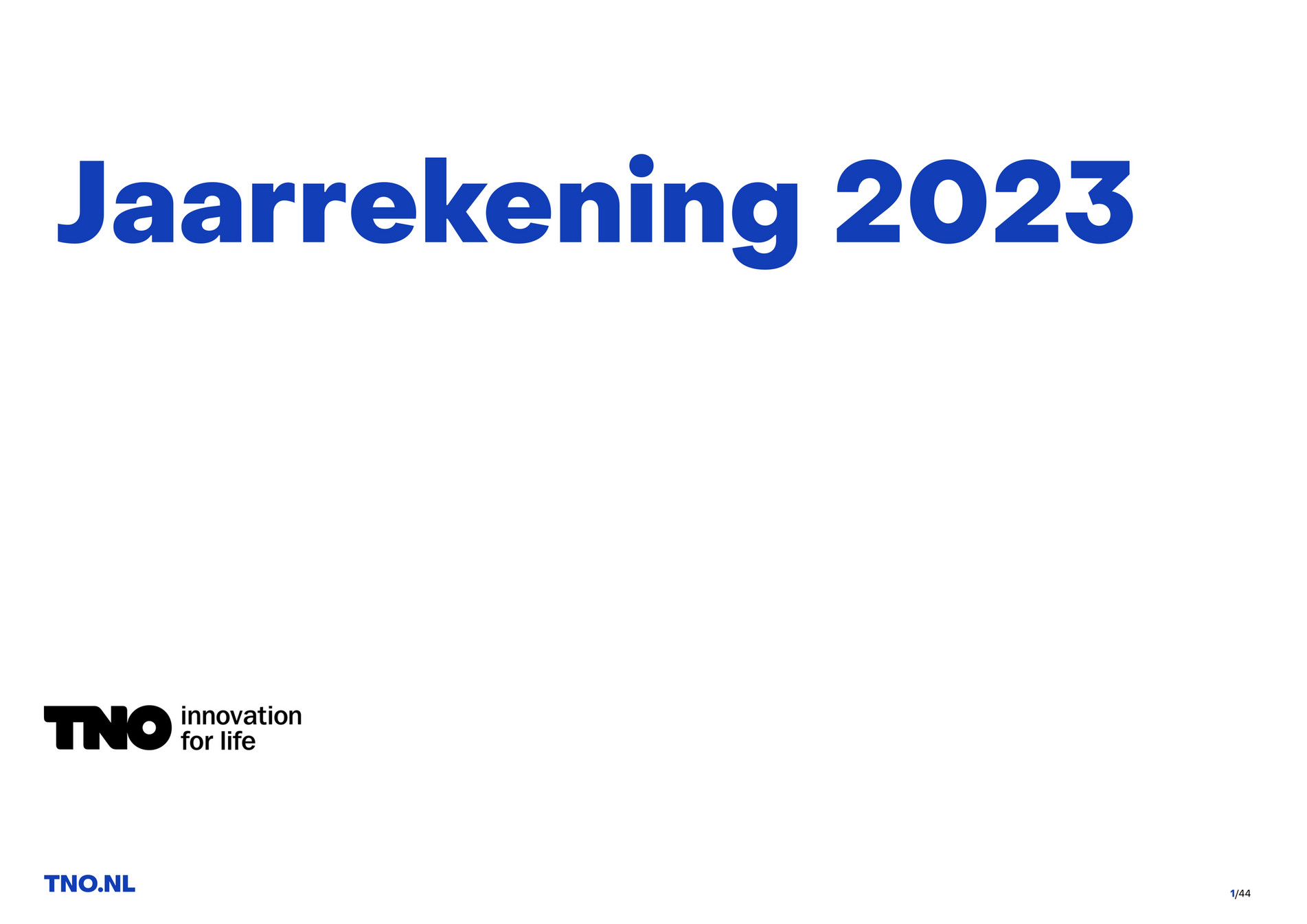 TNO - TNO Jaarrekening 2023 - Pagina 1