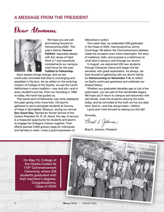 College of the Ozarks - Fall 2025 Alumni News - Page 2