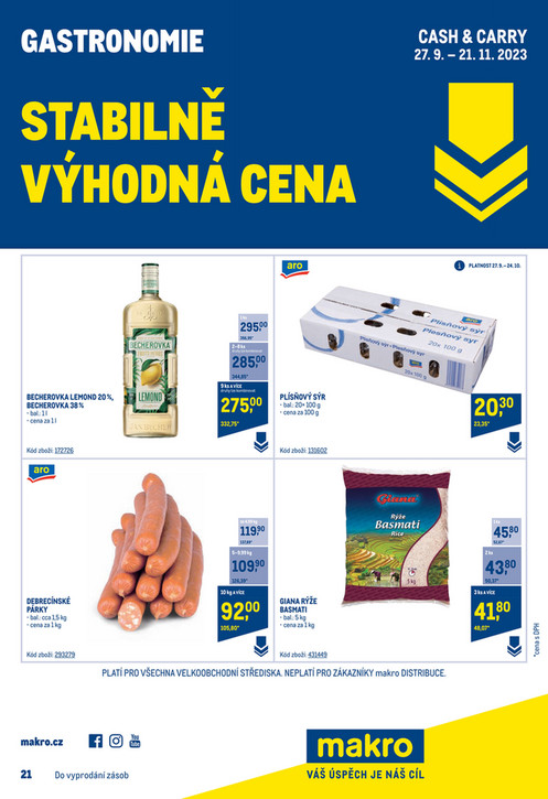 Stabilně výhodná cena - gastronomie