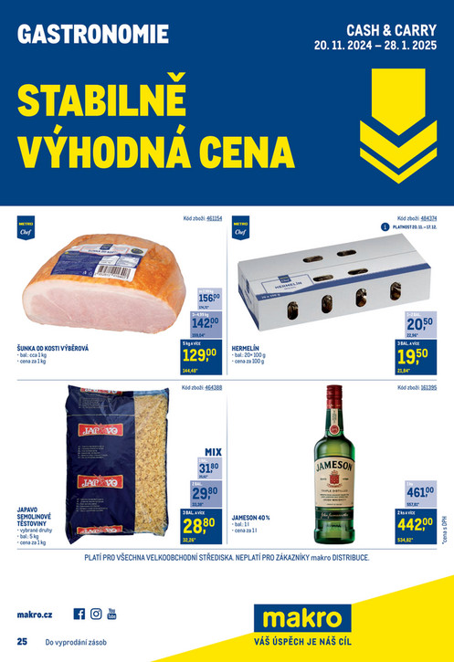 Stabilně výhodná cena – gastronomie