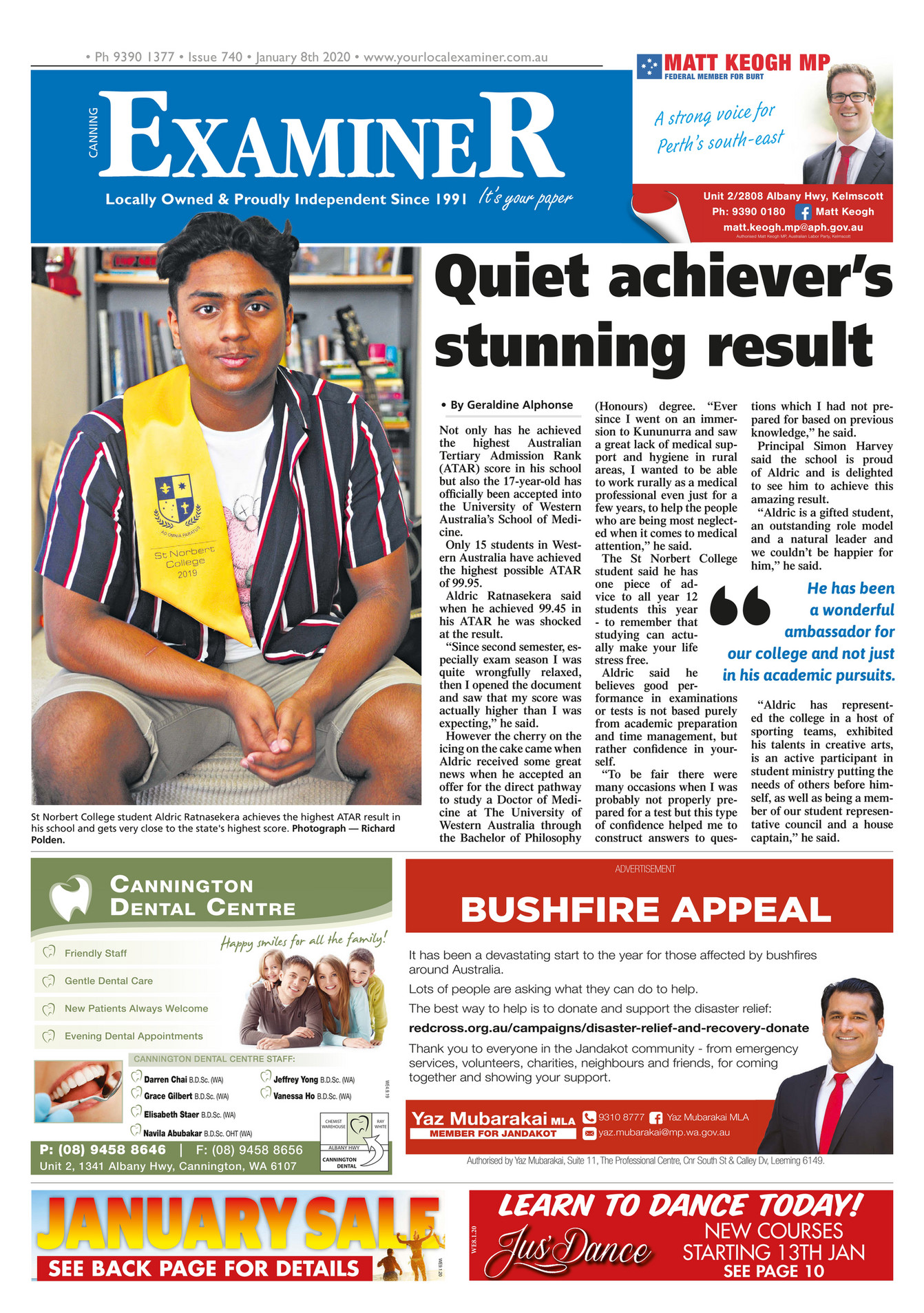 Examiner Newspapers - Canning Examiner Newspapers 8th January 2020 - Page 1