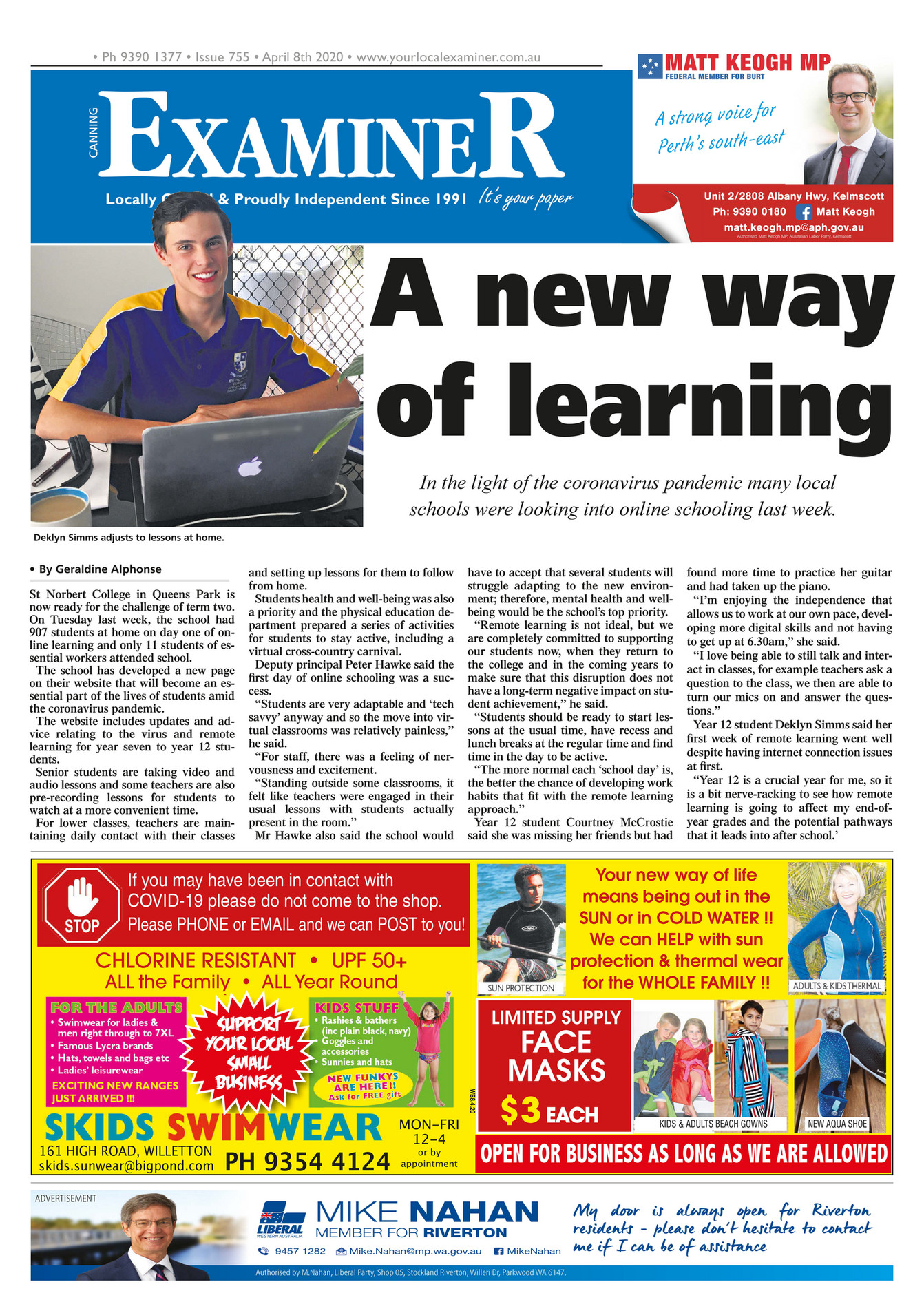 Examiner Newspapers - Canning Examiner Newspapers 8th April 2020 - Page 1