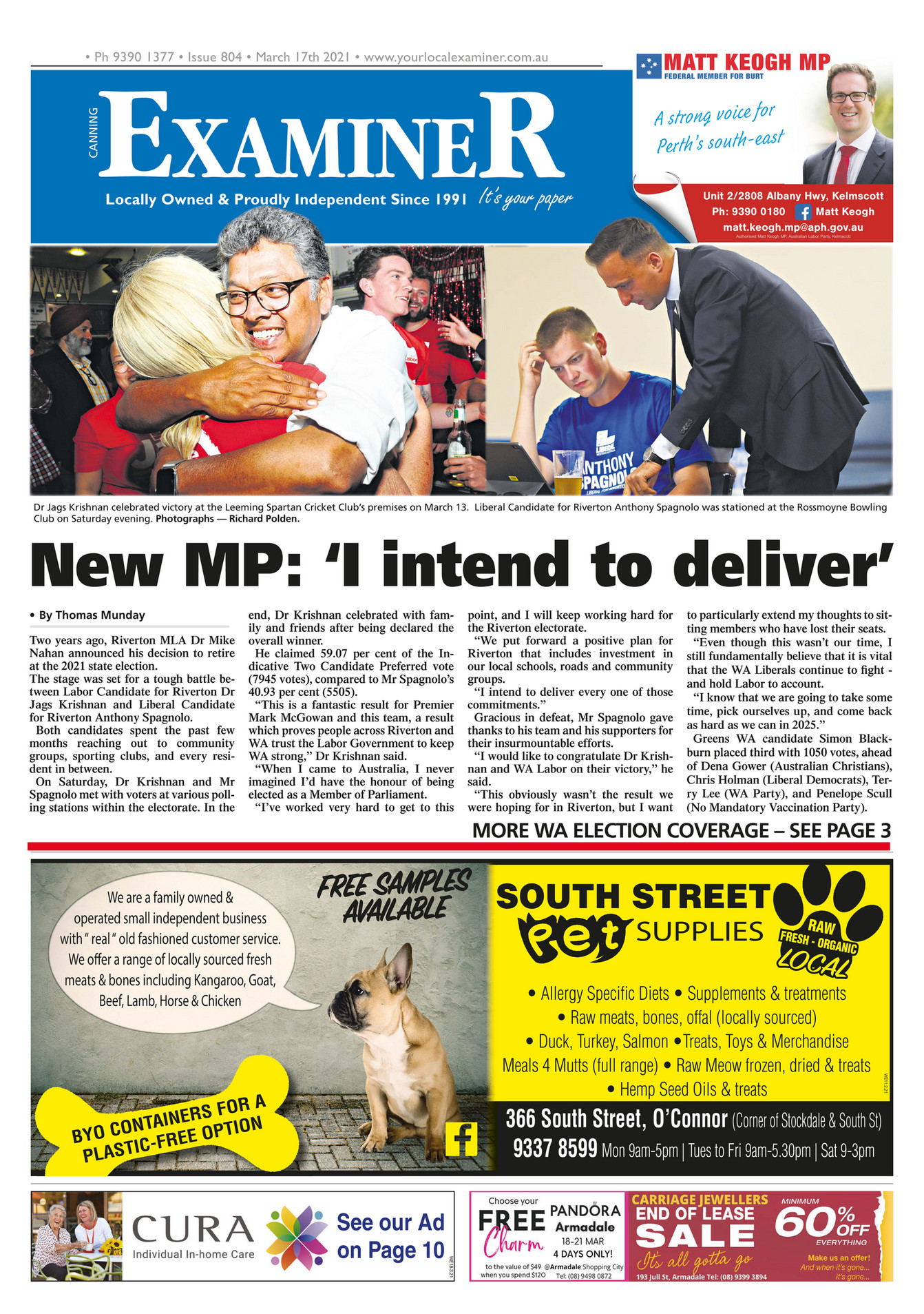 Examiner Newspapers - Canning Examiner Newspaper 17th March 2021 - Page 1