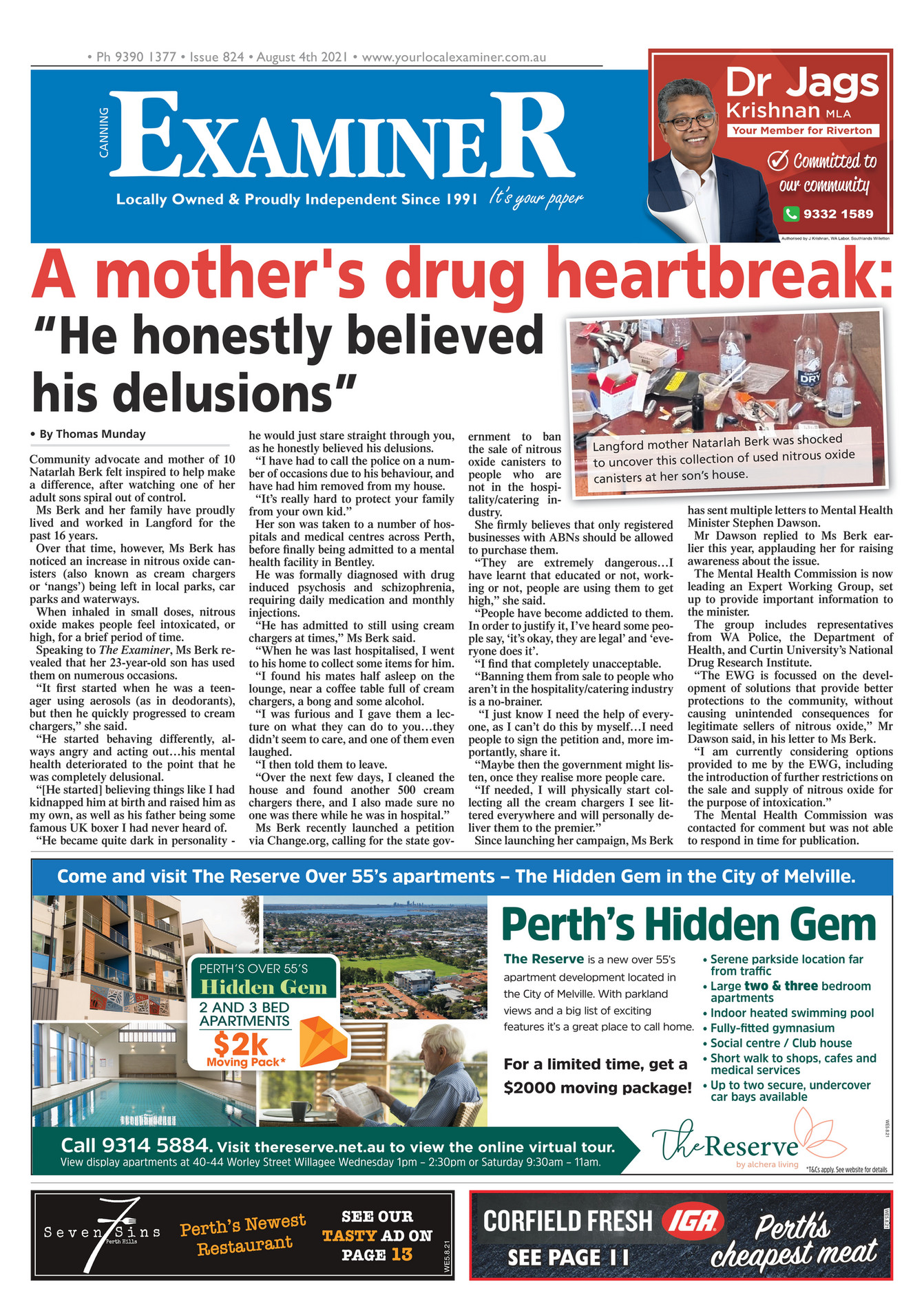 Examiner Newspapers Canning Examiner Newspaper 4th August 2021 Page 1