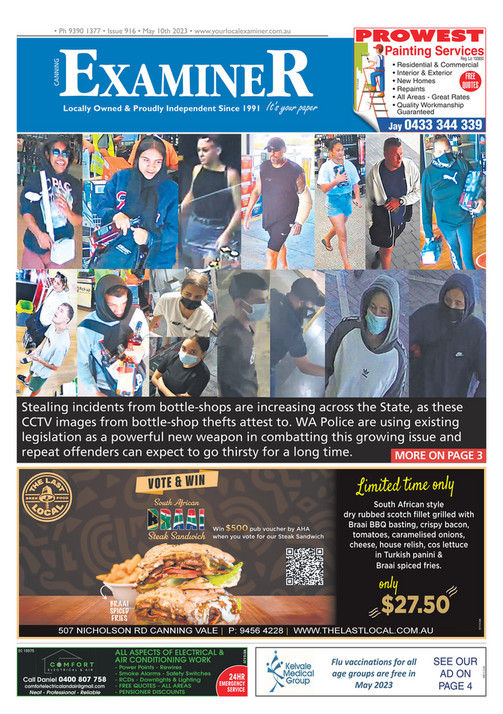 Examiner Newspapers Canning Examiner Newspaper 10th May 2023 Page 1