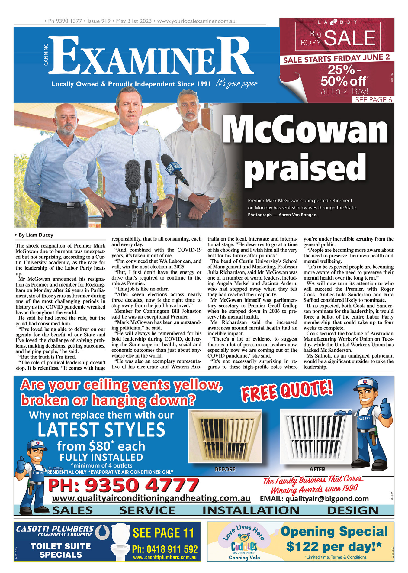 Examiner Newspapers Canning Examiner Newspaper 31st May 2023 Page 1