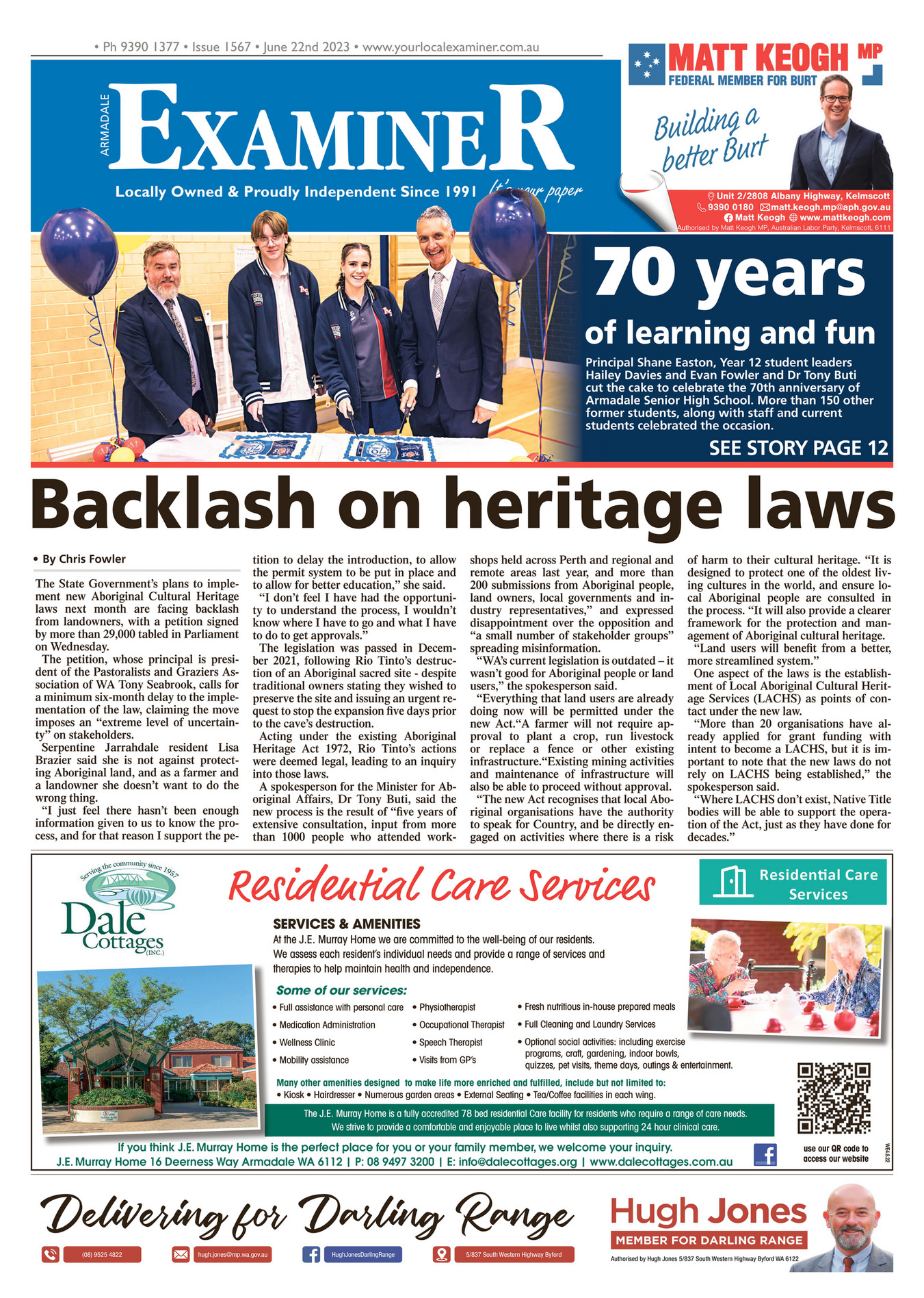 Examiner Newspapers - Armadale Examiner Newspapers 22nd June 2023 - Page 1