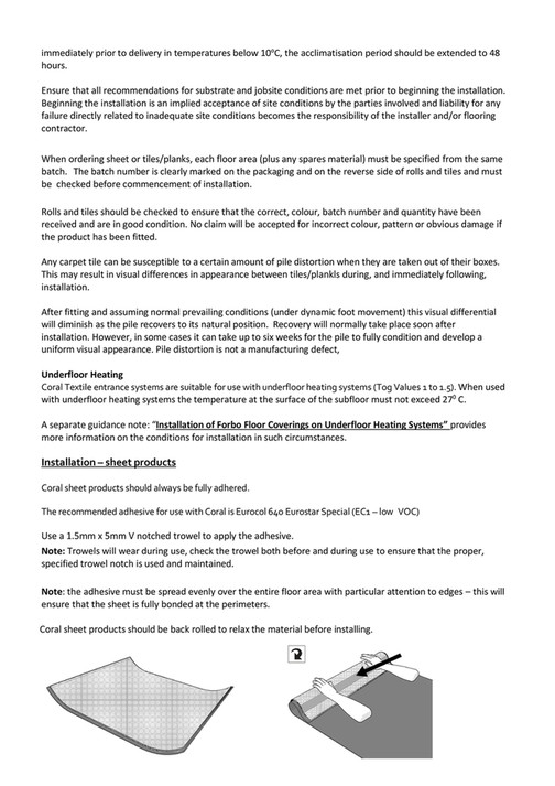 Tile Installer Sheet ForboFlooring_UK - Installation Guidance Note - Coral sheet tile and ...