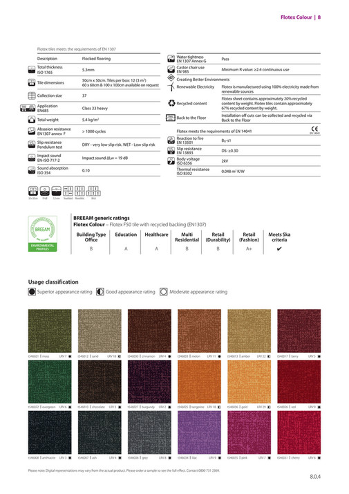 Forboflooring Uk Carpet Tile Brochure Page 96 97 Flotex Colour 8 Tiles Meets The Requirements Of En 1307 1 G