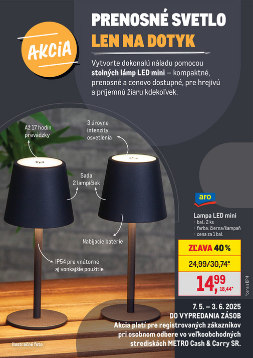Prenosné svetlo len na dotyk