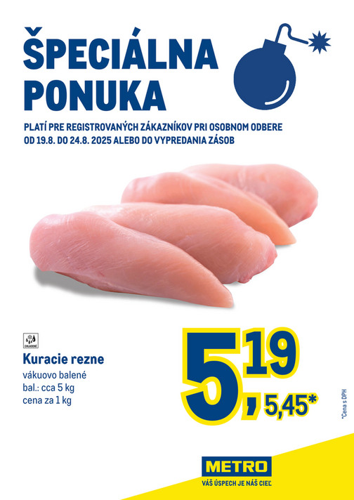 Špeciálna ponuka - kuracie rezne 19.8.-24.8.