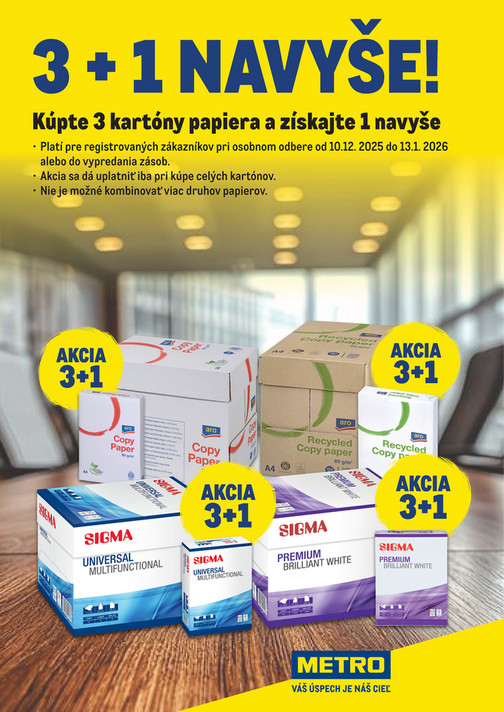 3+1 Kúpte 3 kartóny papiera a získajte 1 navyše