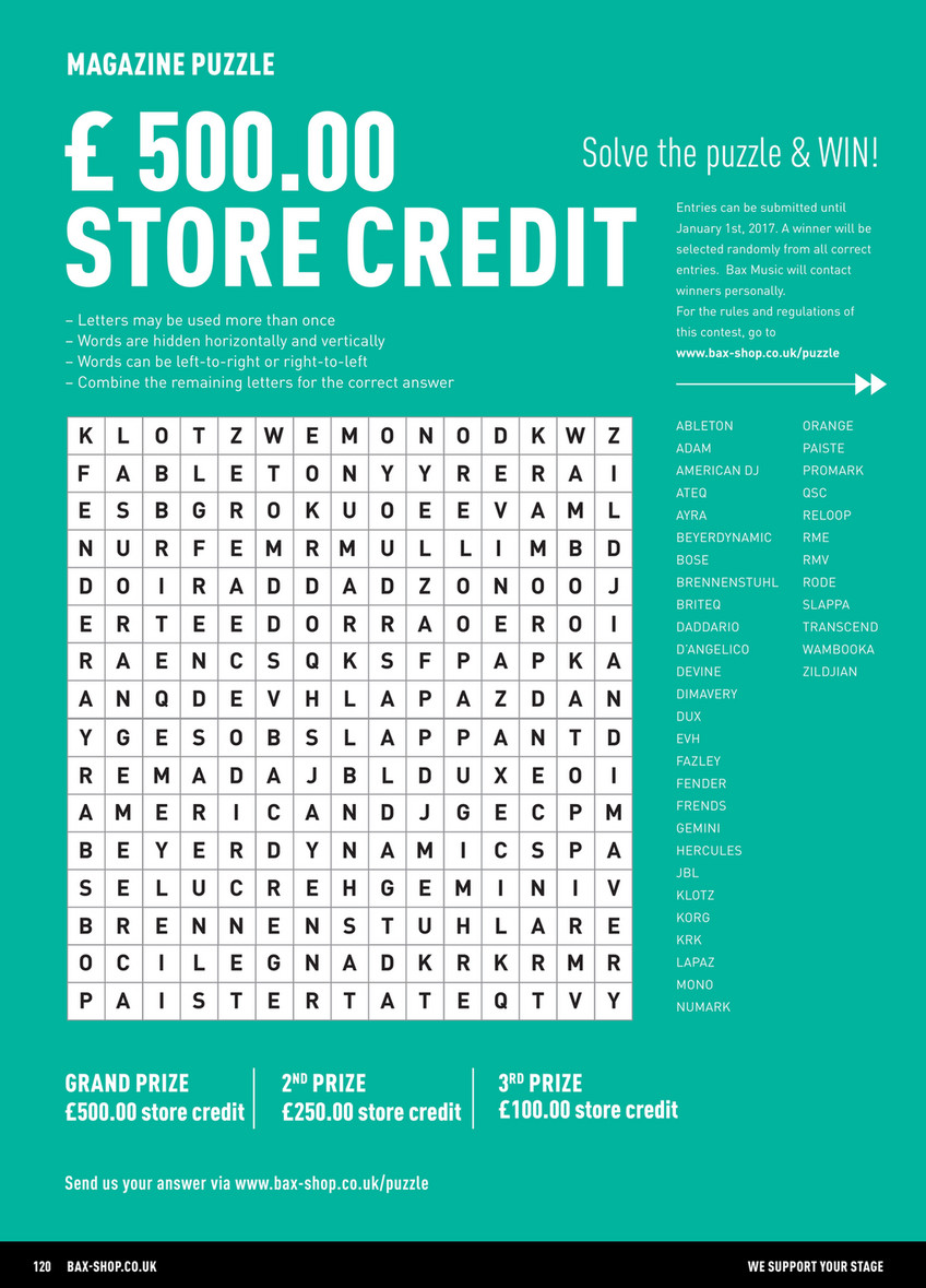 Bax Shop Bax Shop Co Uk Bax Music Magazine 2016 Pagina 120 121 Created With Publitas Com