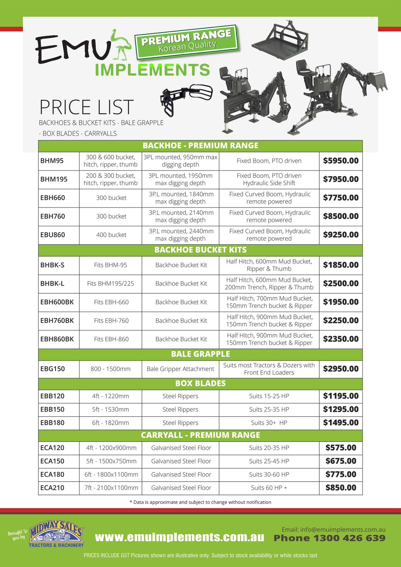 Midway Sales Emu Implements Price List Flyer  0319 Page 1 Created with