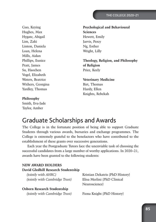 Sidney Sussex Development Office - College Annual 2020 - Page 84-85 ...